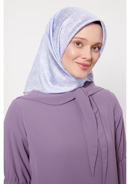 A.mavi Çizgili Sarmal Desen Twill Ipek Eşarp modelleri