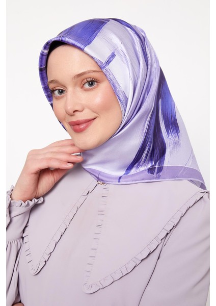 Mor Soyut Kristal Desen Twill Ipek Eşarp fiyatları