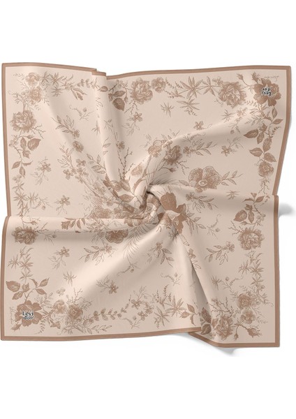 Pudra Soyut Gül Desen Twill Ipek Eşarp fırsatları