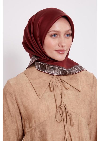 Bordo Kenar Leopar Twill Ipek Eşarp indirimleri
