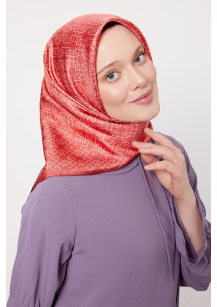 Fuşya Çizgili Sarmal Desen Twill Ipek Eşarp modelleri