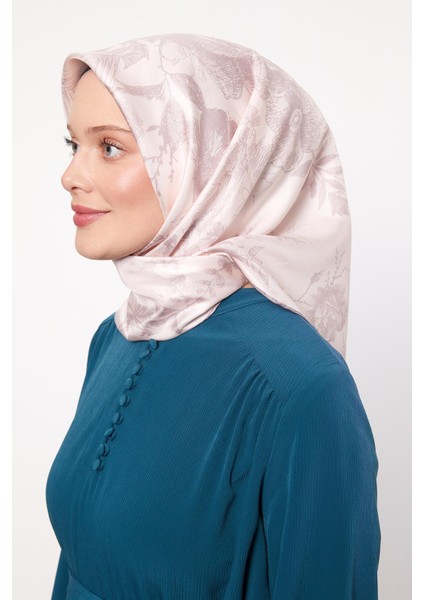 A.pudra Soyut Gül Desen Twill Ipek Eşarp modelleri