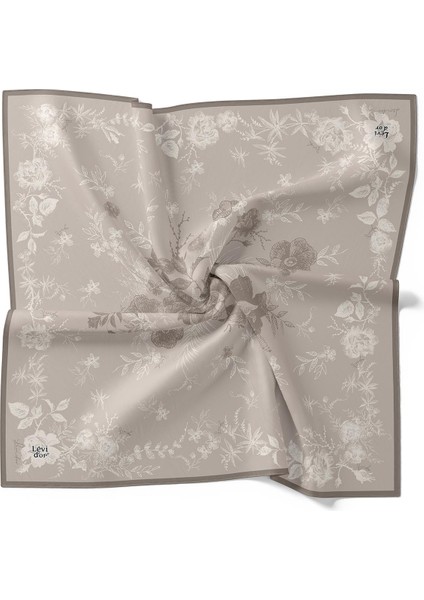 Vizon Soyut Gül Desen Twill Ipek Eşarp fırsatları