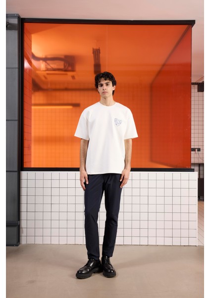 Bisiklet Yaka Göğüs ve Sırt Baskılı Erkek T-shirt fiyatları