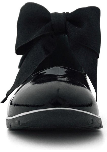 Hakiki Deri Siyah Rugan Siyah Kurdeleli Kız Çocuk Babet modelleri