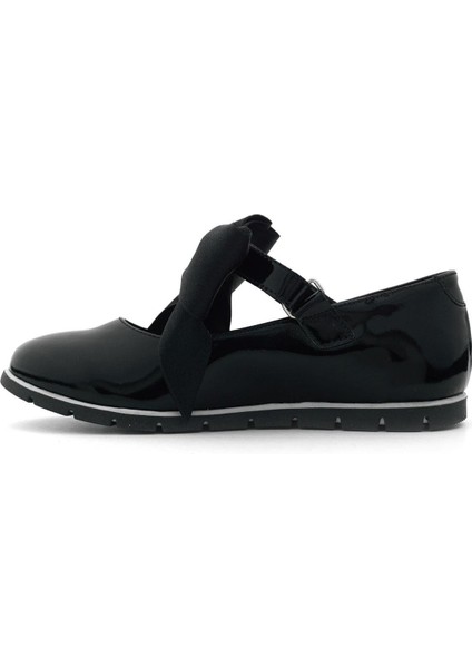 Hakiki Deri Siyah Rugan Siyah Kurdeleli Kız Çocuk Babet fırsatları