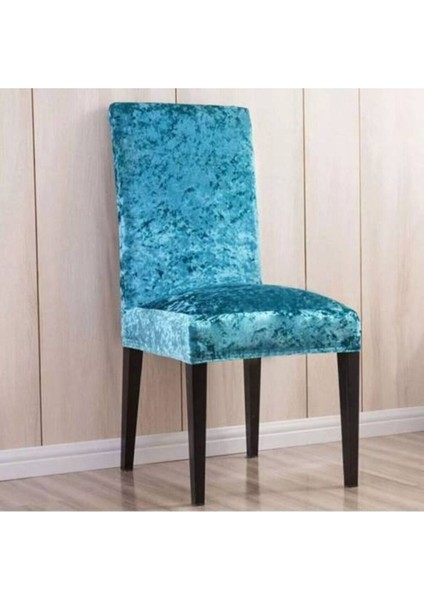 Kadife Sandalye Kılıfı,sandalye Örtüsü, Lastıkli, Standart 6lı Adet Kadife Sandalye Kılıfı