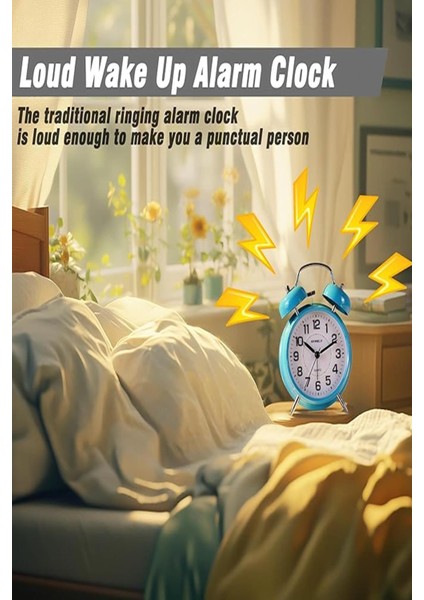 Büyük Boy Mavi Masa Saati Çift Çanlı Nostaljik Premium Kalite Mutfak Saati Işıklı Salon Saati fırsatları