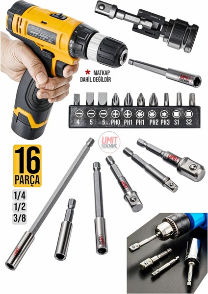16PCS Premium Dmax Bits Uç Bağlantı Adaptör Seti Lokma Bağlantı Tornavida Lokma Seti Matkap Ucu