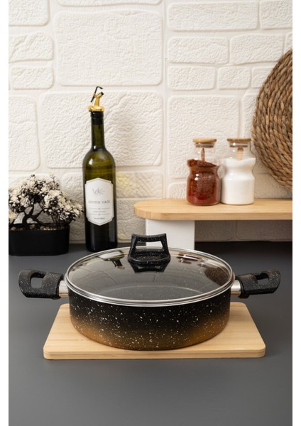 Tierra 24 cm Renk Geçişli Basık Tencere Granit- Zarif Tasarım