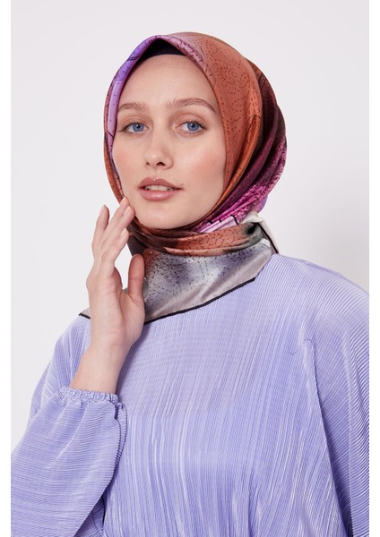 Bej Kesik Çiçek Desen Twill Ipek Eşarp modelleri