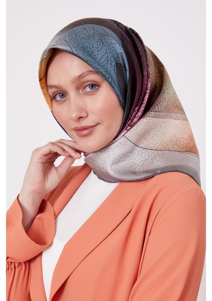 Füme Kesik Çiçek Desen Twill Ipek Eşarp fiyatları