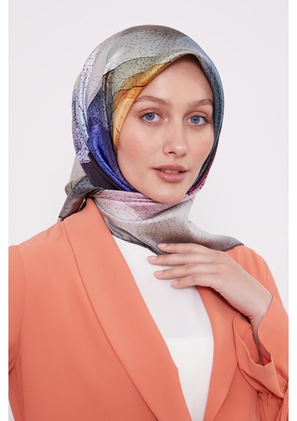 Füme Kesik Çiçek Desen Twill Ipek Eşarp modelleri