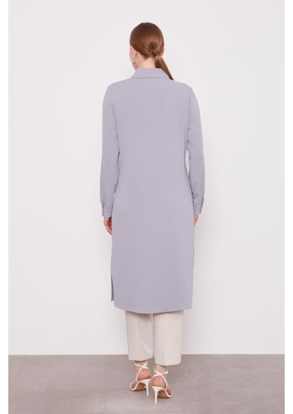 Gri Taş Çiçek Desen Baskılı Tunik indirimleri