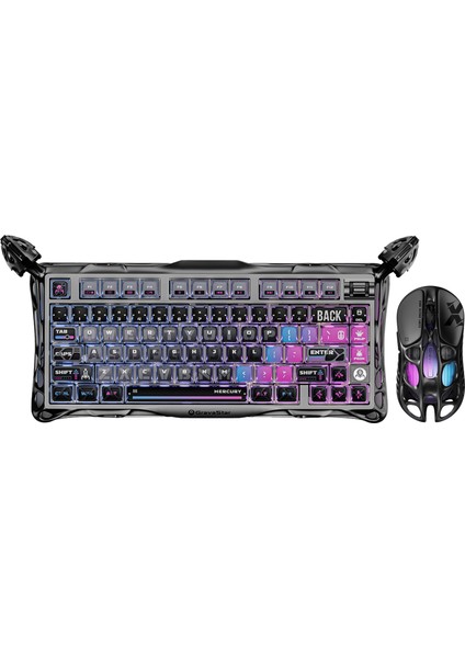 Mercury K1 Pro+X Kablosuz Rgb Işıklı Mekanik Q Gaming Klavye ve Optik Mouse Seti, Siyah