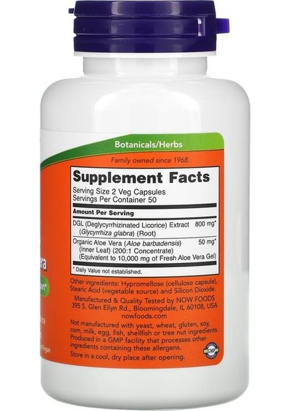 Foods Dgl With Aloe Vera, 400 Mg, 100 Veg Capsules fiyatları