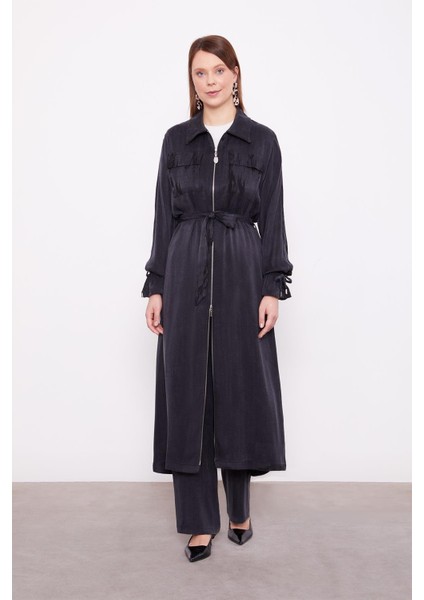 Siyah Fermuar Kapamalı Cupra Tunik