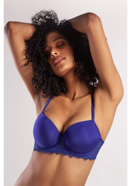 Garland Big Size Plunge Bra, Saks Mavi Konforlu ve Şık Sütyen