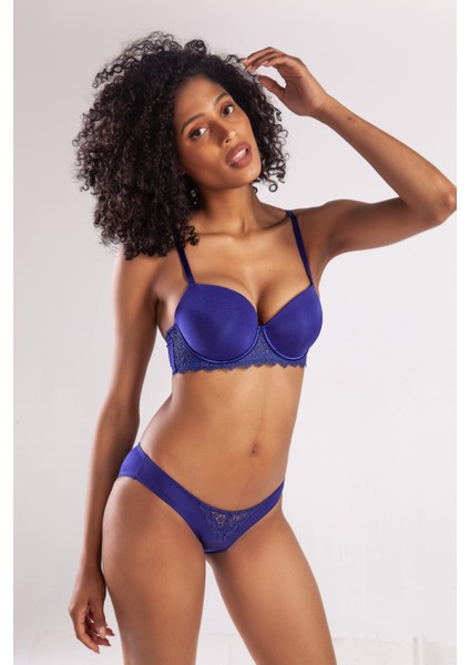 Garland Big Size Plunge Bra, Saks Mavi Konforlu ve Şık Sütyen