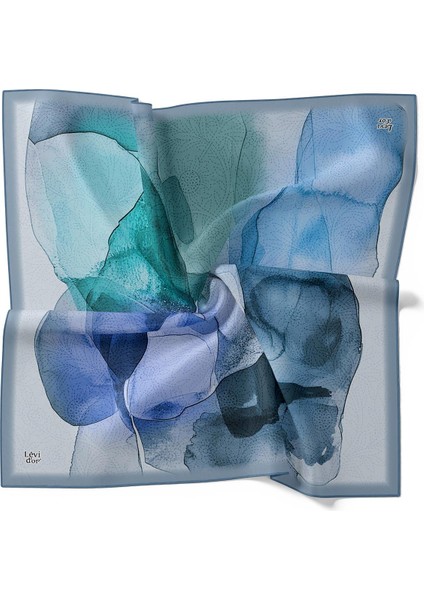 Bebe Mavisi Kesik Çiçek Desen Twill Ipek Eşarp indirimleri