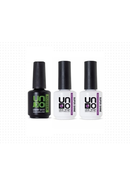 Top Coat Super Shine 15 ml X2 - Uno Rubber Base Coat 15M 3'lü Set