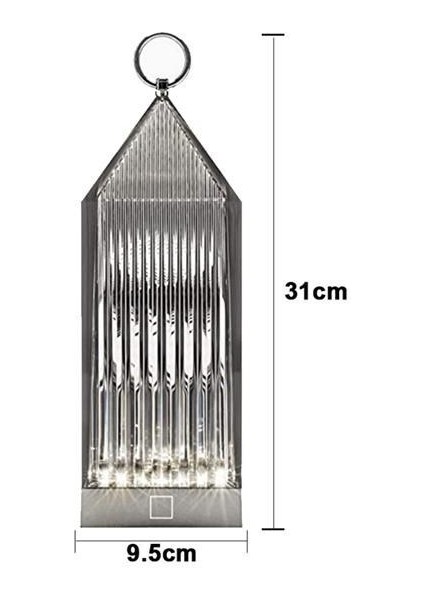 BUFFER® Fener Model USB Şarjlı Dokunmatik 3 Farklı Işık Modlu Masa Üstü Kristal Akrilik Lamba Led
