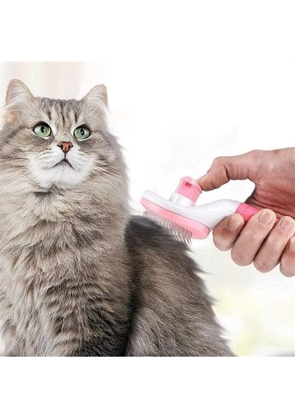 ® Kedi Köpek Tüy Toplayıcı Kendini Temizleyebilen Ergonomik Saplı Evcil Hayvan Tarağı Pembe fiyatları