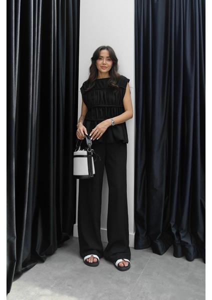 Siyah Layer Bluz Pantolon Takım