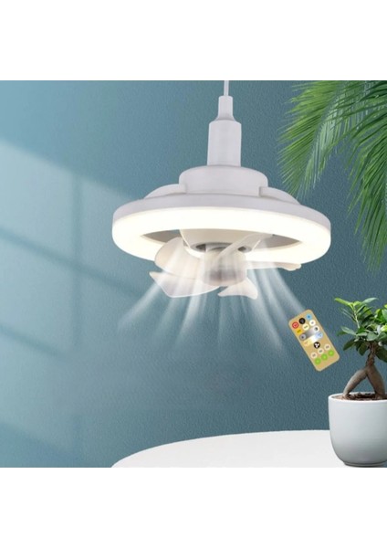 LED Işıklı 360° Tavan Vantilatörü – Sessiz, 3 Kademeli Hız ve Renk, Uzaktan Kumandalı