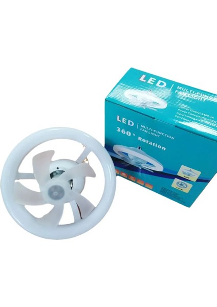 LED Işıklı 360° Tavan Vantilatörü – Sessiz, 3 Kademeli Hız ve Renk, Uzaktan Kumandalı