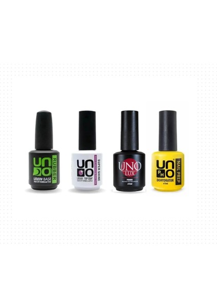 Süper 4'Lü Set ( Rubber Basecoat,S.Shine Topcoat,Luxprimer,Dehydrator) 15 ml