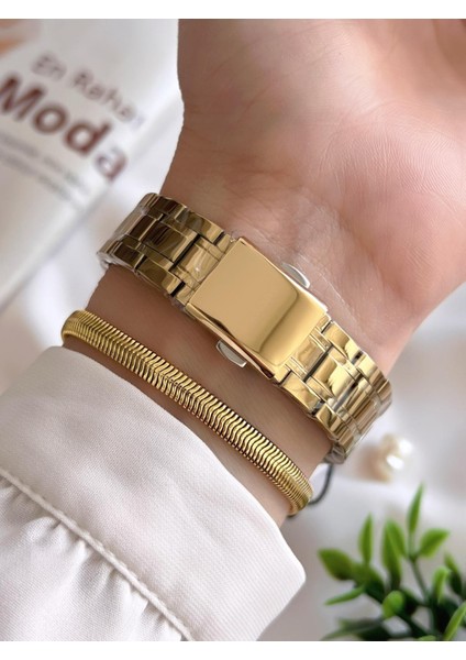 Fonksiyonlu Çelik Kordon 3 Atm Suya Dayanıklı Özel Tasarım Kadın Kol Saat+Bileklik VS.BLKT.0241 modelleri