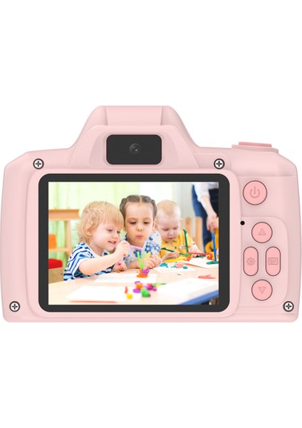 H10 2,4 Inç IPS Ekran Uzun Lens Çocuk Kamera Şarj Edilebilir Çift Lens Hd Kamera Oyuncak-Pembe (Yurt Dışından)