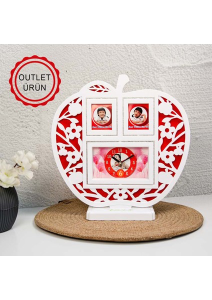 Çalar Saatli Beyaz Elma Fotoğraf Çerçevesi - Outlet