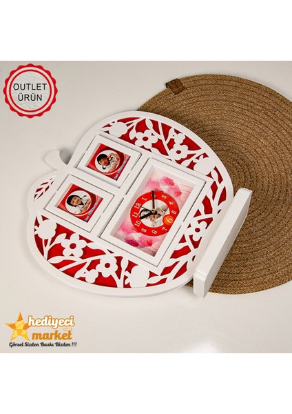 Çalar Saatli Beyaz Elma Fotoğraf Çerçevesi - Outlet fırsatları