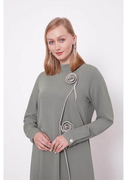 Haki Gül Taş Detaylı Tunik Takım fırsatları