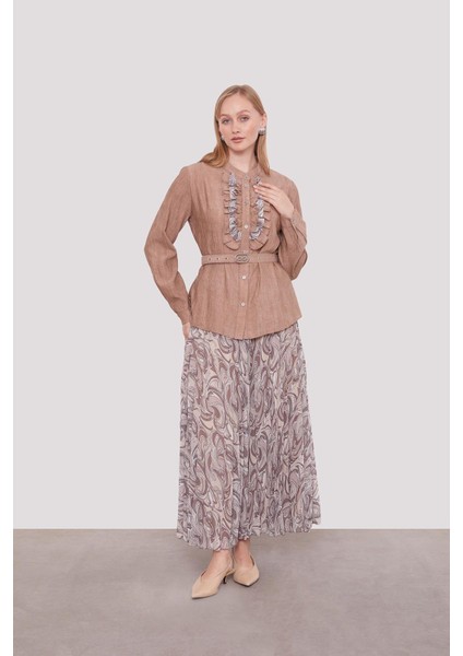 Vizon Kemer Detaylı Piliseli Etek Takım