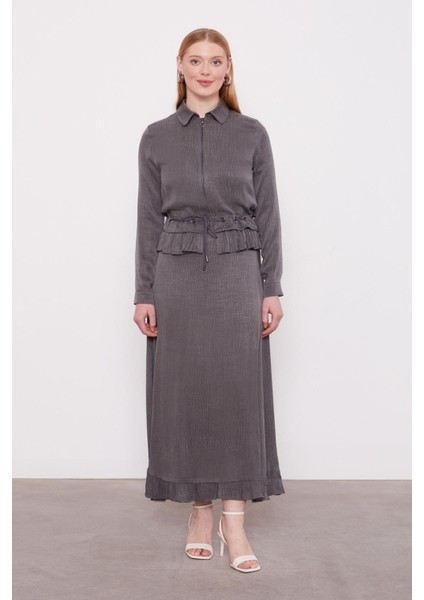 Antrasit Fırfır Detaylı Cupra Etek Takım