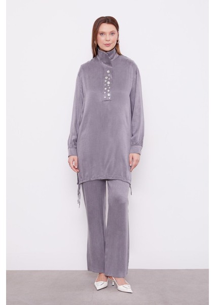 Antrasit Dik Yaka Düğme Detaylı Cupra Ikili Takım fiyatları