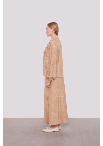 Camel Fırfırlı Bağlama Detay Etek Takım fırsatları