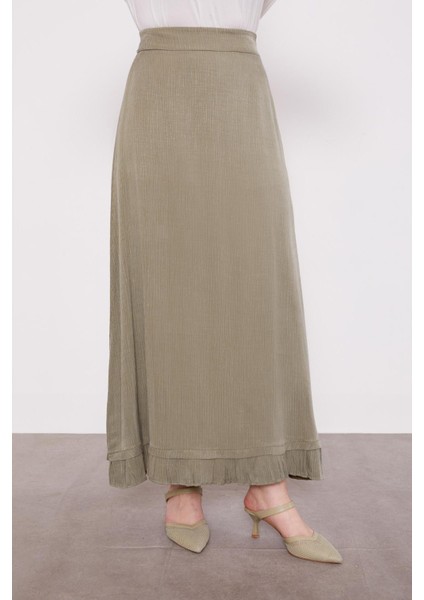 Haki Fırfır Detaylı Cupra Etek Takım indirimleri