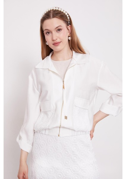 Beyaz Çiçek Dantelli Etek Takım fırsatları