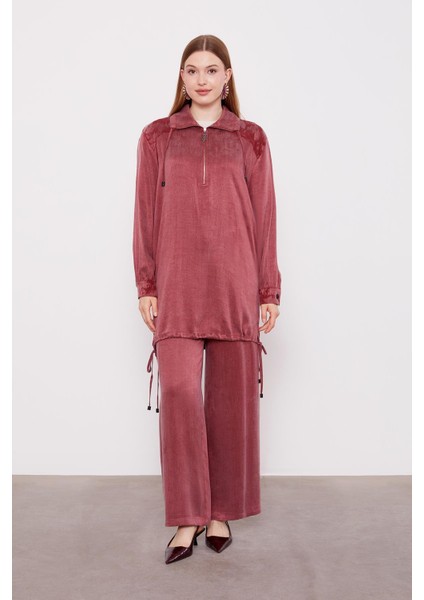 Bordo Fermuar Kapamalı Cupra Ikili Takım