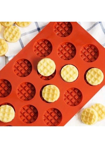 Silikon Waffle Kalıbı, Çikolata Kalıbı, Bisküvi Kalıbı ve Kurabiye Kalıbı Mini Yuvarlak