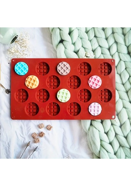 Silikon Waffle Kalıbı, Çikolata Kalıbı, Bisküvi Kalıbı ve Kurabiye Kalıbı Mini Yuvarlak