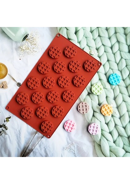Silikon Waffle Kalıbı, Çikolata Kalıbı, Bisküvi Kalıbı ve Kurabiye Kalıbı Mini Yuvarlak