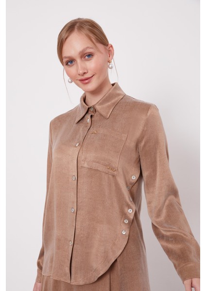 Vizon Çapraz Düğme Detay Cupra Etek Takım modelleri