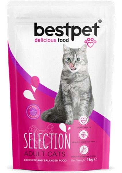 1 kg x 10 Adet Yetişkin Seçici Kediler Için Tavuk Etli Kuru Mama Bstmy