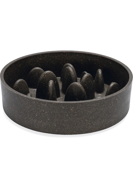Dbl Köpek Yavaş Besleme Mama Kabı, Bambu, Antrasit, 21CM, 1430ML
