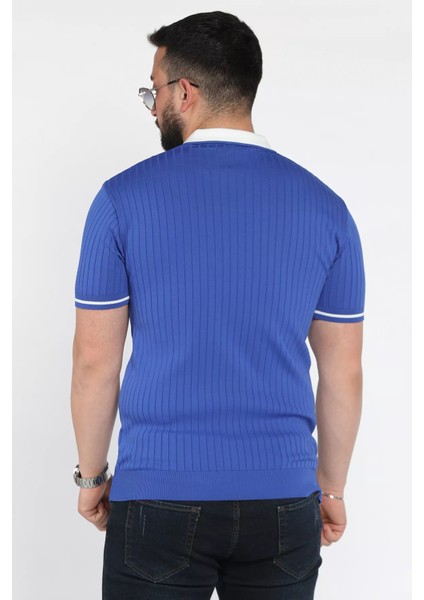 Erkek Polo Yaka Kendinden Çizgi Desenli Triko Tişört P-00016750 modelleri